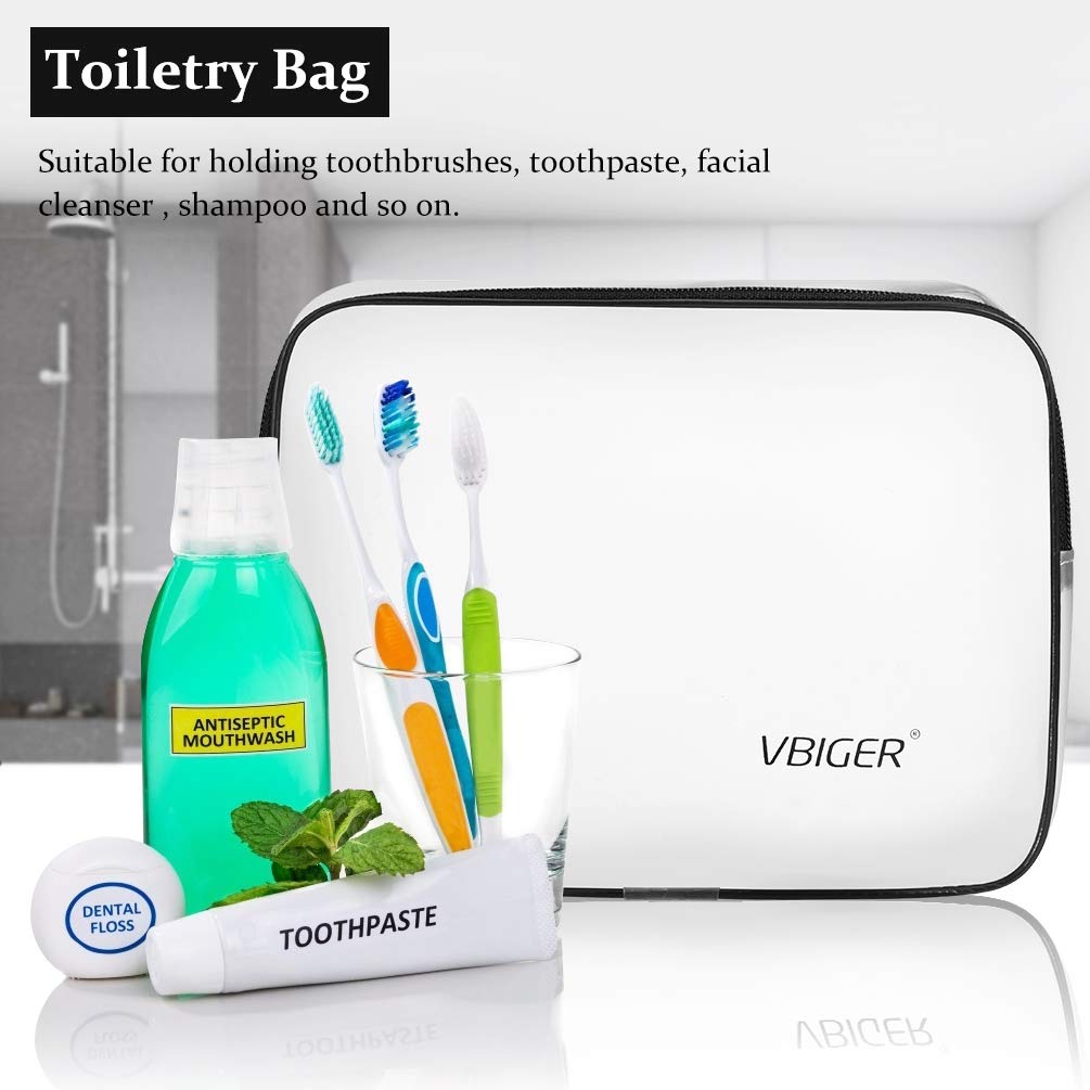 Vbiger Kulturbeutel Transparent Kosmetiktasche 3 Stück TSA-zugelassen Umweltfreundlich Make-Up Tasche wasserdichte Toiletbag Mit ReißVerschluss Multi-Größen (Klein, Medium, Groß)