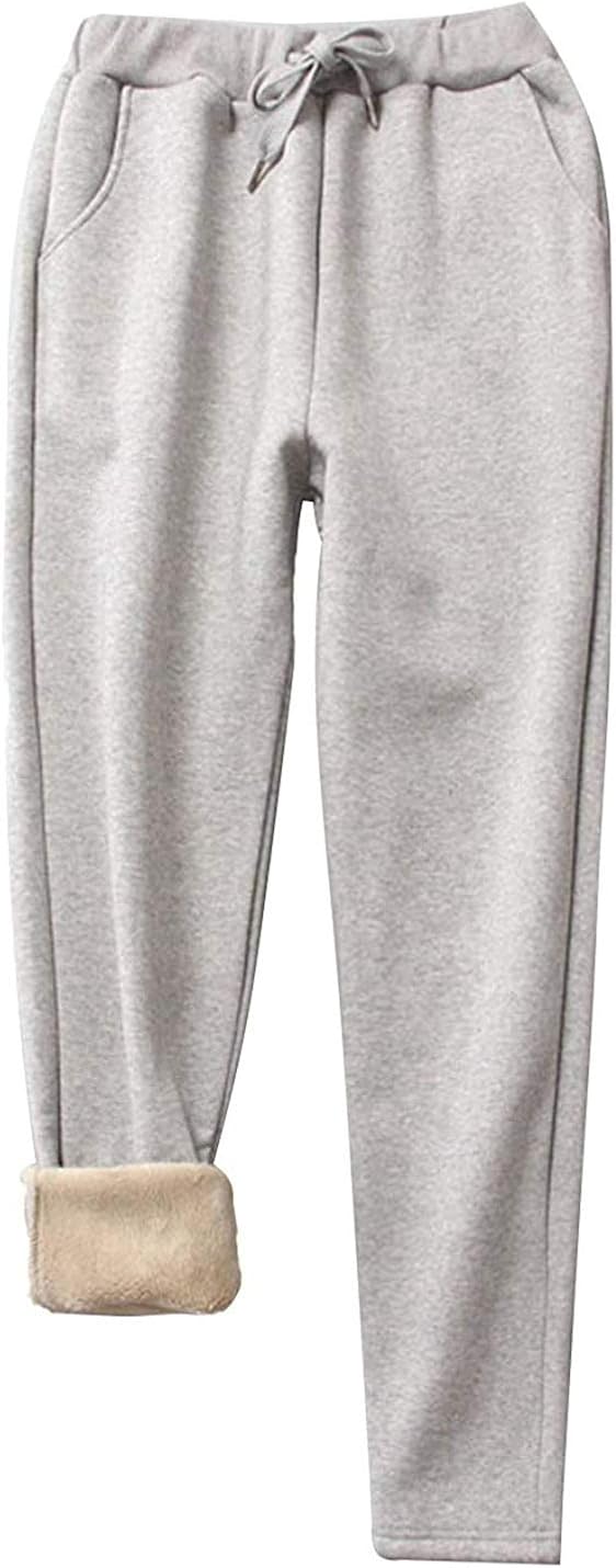 PAODIKUAI Women Warm Fleece Lined Sweatpants Winter Sherpa Lined