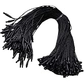 Acuteye 1000Pcs 7.5-inch Hang Tag Nylon String for Clothes Tags | Easy and Fast to Attach Nylon Snap Lock Pin Loop Fastener Hook Ties for Price Tags Shoes Snap Lock Luggage Label (Black)
