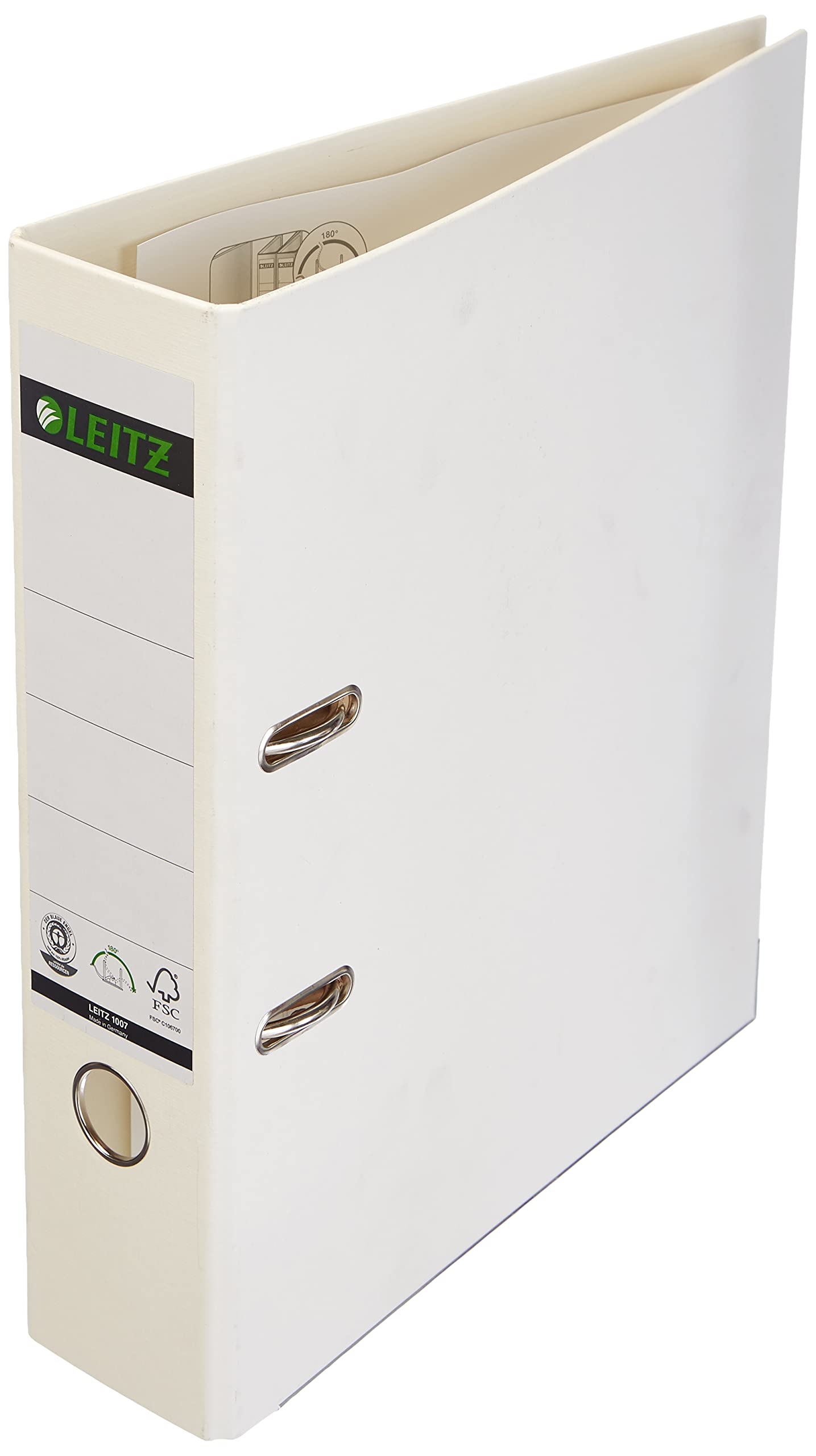 Leitz 10070001 Quality Folder for Paper A4 with Slits Wide White