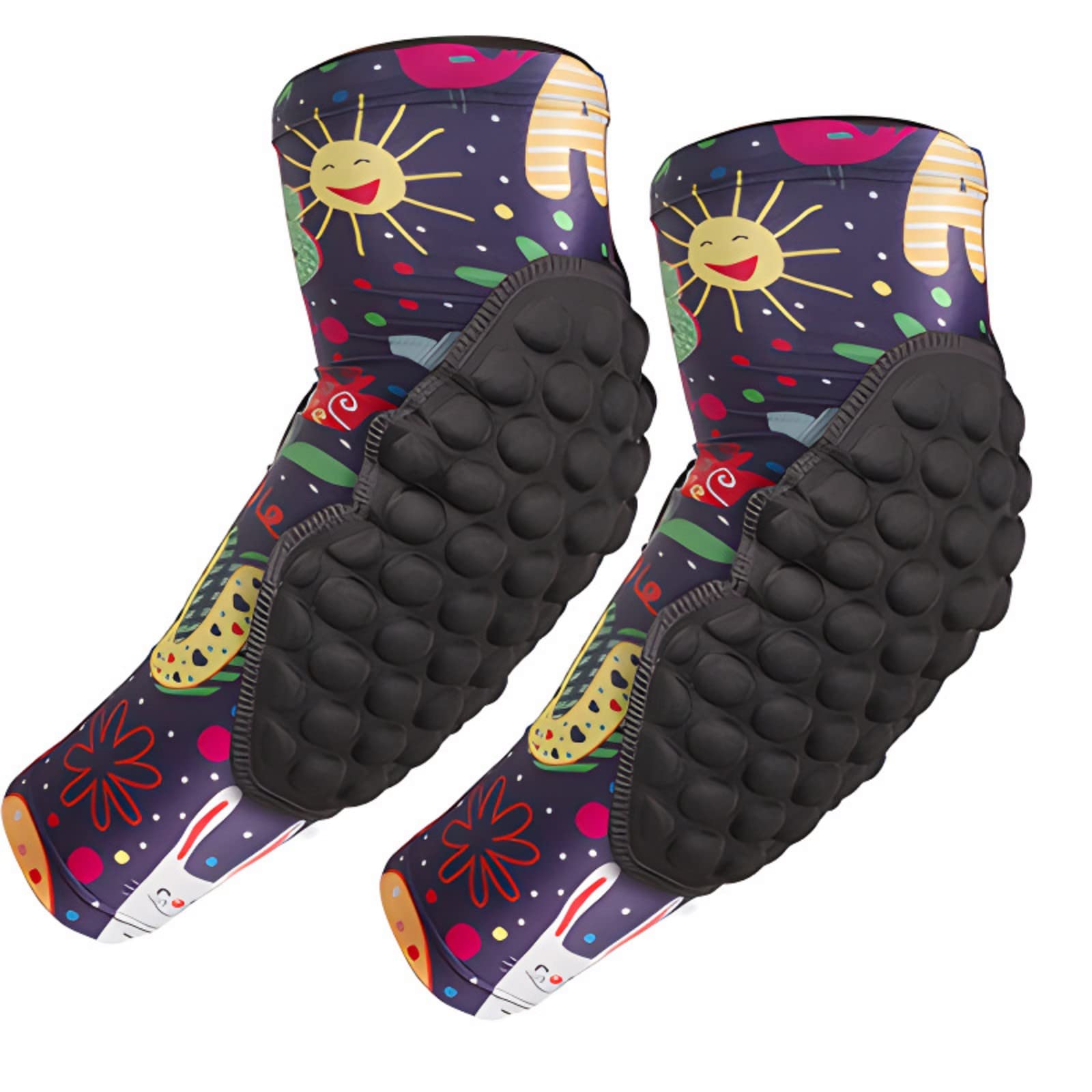 Topeter Basketball Arm Sleeves Boys Compression Padded Elbow Protection Sleeves for Youth Kids Ski Skate Snowboard 1 Pair (Yellow YXL)