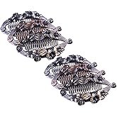 FRCOLOR 6Pcs Vintage Banana Hair Clips for Women, Plastic Hair Accessories, Flower Design Ponytail Holders for Parties, Weddings, and Everyday Use