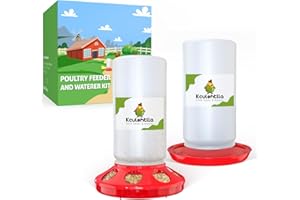 KCULEHTLLA Chick Feeder and Waterer Kit, Baby Chick Starter Kit - 2 LBS Chick Feeder and 0.3 Gallon Waterer, No Waste Automatic Poultry Feeders for Chicks, Ducks, and Quail