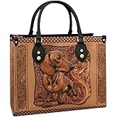 Dachshund Leather Bag for Women Doxie Dachshunds Handbags Purse Satchel Top Handle/Strap Bag Totes Weiner Weenie Dog Mom Gift