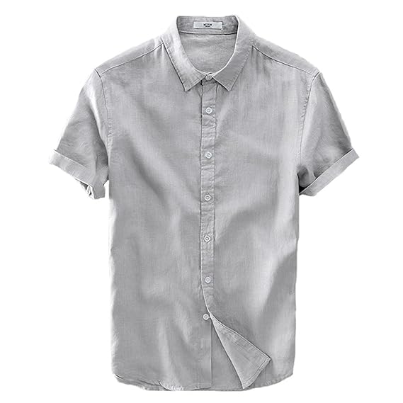 Amazon Xinxikeji リネンシャツ メンズ 五分袖 シャツ メンズ 半袖