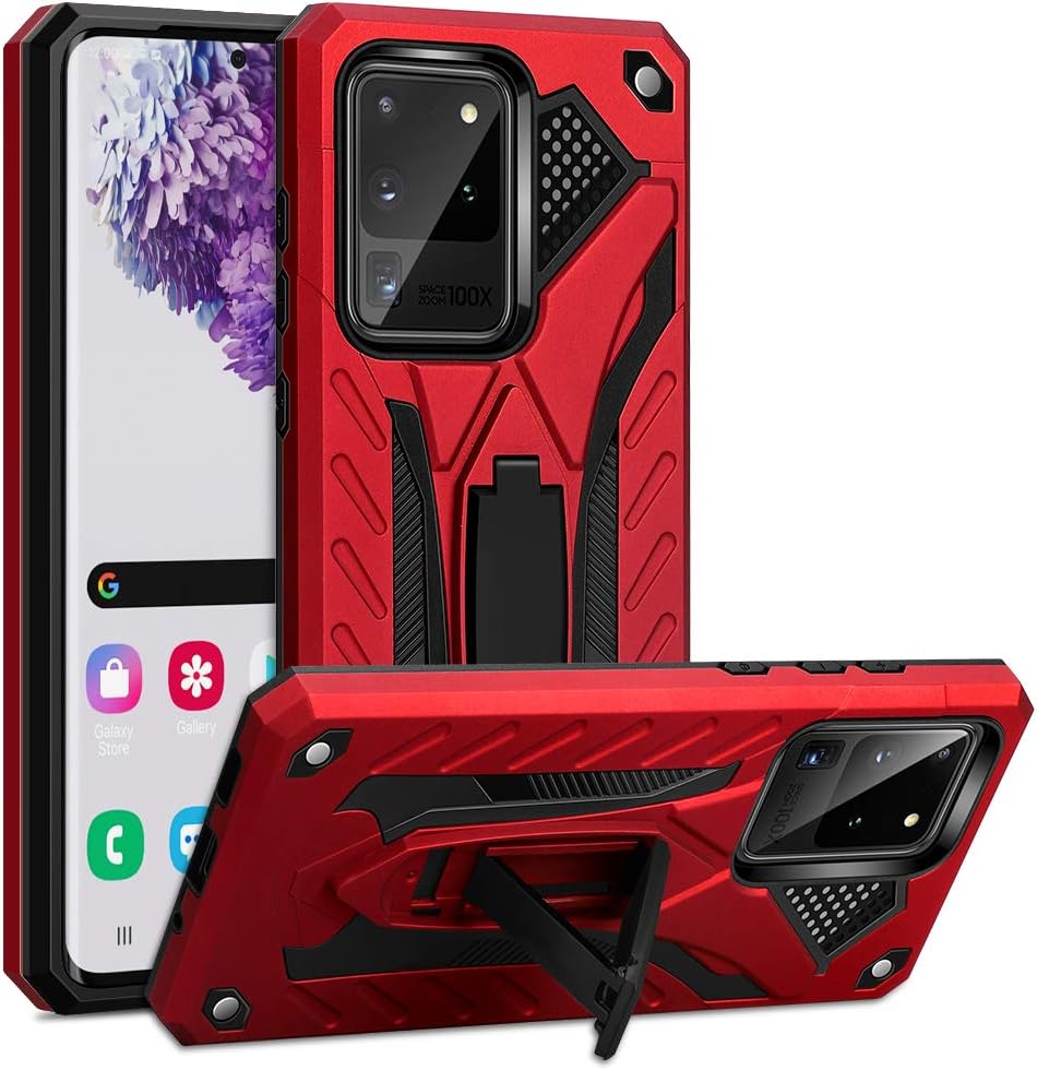 COOYA for Samsung Galaxy S20 Ultra Case with Kickstand Drop Protection Rugged Case with Stand Support Wireless Charging Shockproof Protective Cover Hard Case for Samsung Galaxy S20 Ultra 5G 6.9 Inch