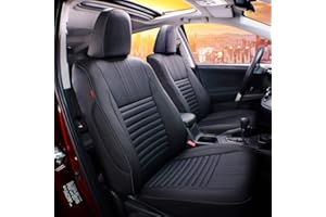 EKR Custom Fit RAV4 Car Seat Covers for Select Toyota RAV4 Limited XLE SE Platinum Adventure 2013 2014 2015 2016 2017 2018 (NOT for Hybrid) - Full Set,Leather (Black)