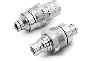 Jecoupoon 48 MM Thread Hydraulic Flat Face Quick Coupler Kit Compatible with Excavator and Skid Steer Loader 7246802 7246799