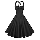 Anni Coco Women's Halter Polka Dots 1950s Vintage Swing Tea Dress - Large - 2nd - Black