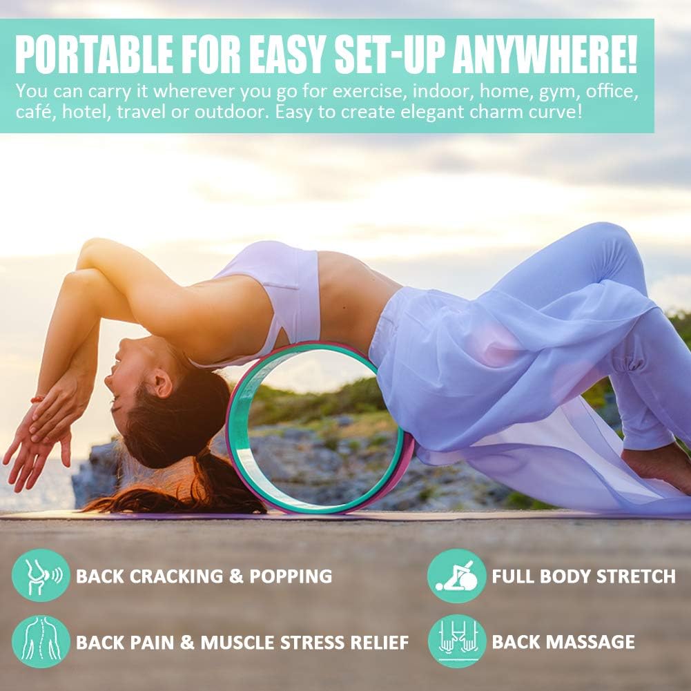 Yoga Wheel for Back Pain & Stretching, 12.6"x5.11" Yoga Roller Back Wheel Yoga Prop Wheel with Thick Cushion for Improving Flexibility, Backbends & Yoga Poses-Support 330LBS, Strong & Comfortable : Sports & Outdoors