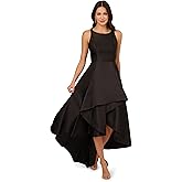 Adrianna Papell Women's Mikado High Low Gown | Sleeveless Halter Top Dress with Ruffled Skirt & Luxe Mikado Fabric