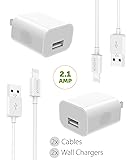 iPhone X Charger iPhone X / 8/8 Plus / 7 Plus / 7 / 6S Plus / 6S / 6 / Apple Lightning Cable Kit by Boxgear - { 2 Wall Charger + 2 Cable }, Apple MFi Certified USB Cables (White)