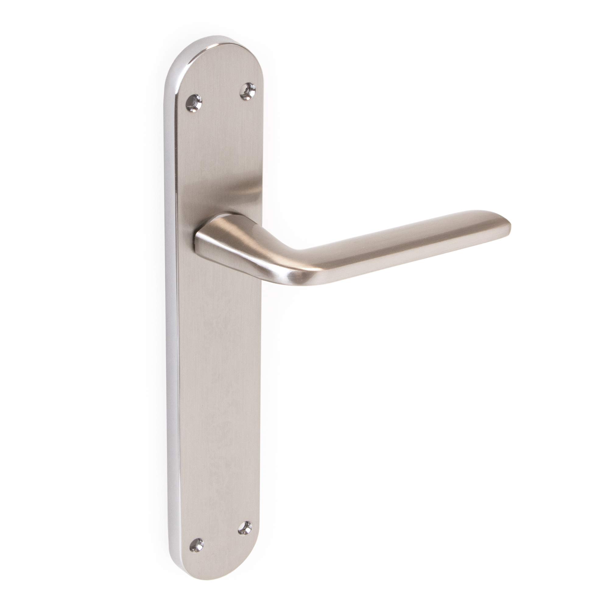 Emuca - Internal Door Handles, Set of Internal Door Handles with 43x250mm (1,7x9,9 inch) Backplate, Aluminium and zamak, Satin Nickel.