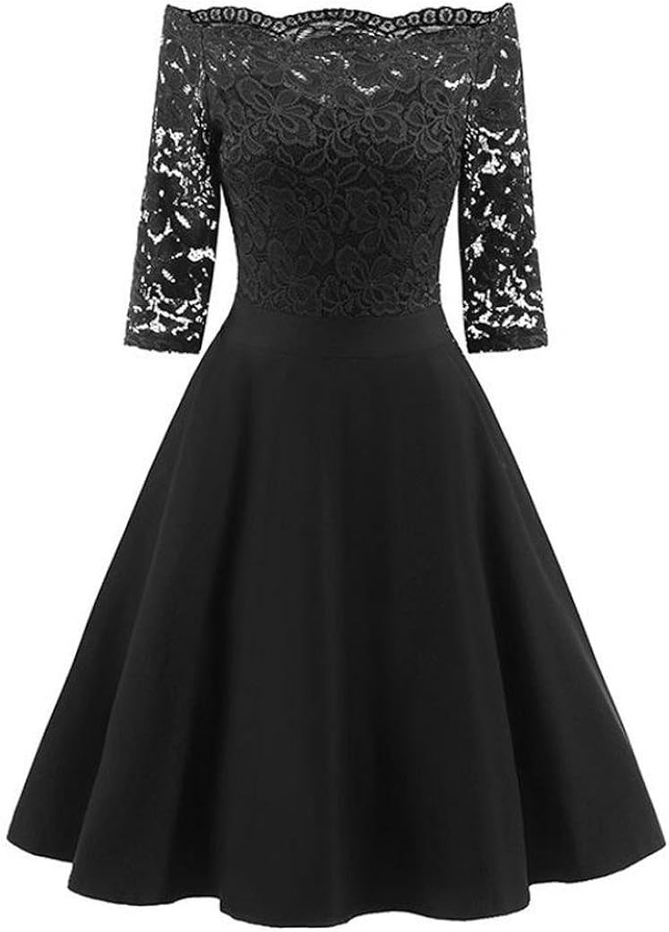 Mujer Vestido de Fiesta Fossen Tres Cuartos Manga Vintage Elegantes