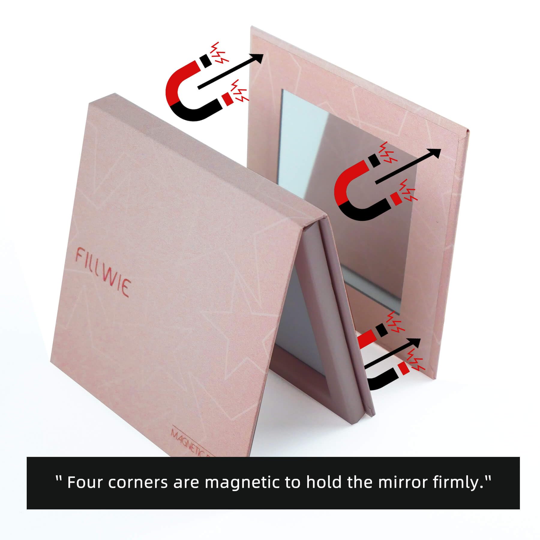 Fillwie Small Empty Magnetic Makeup Palette with Mirror, Spatula, 20 Metal Stickers, Suitable for Eyeshadow Lipstick Blush Powder Highlighter and Contour (Pink, Small)