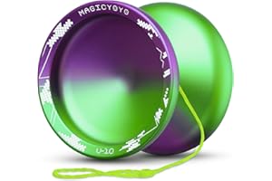 INOVASHON Yoyo Professional Unresponsive Yoyo V10 - Pro Metal Yoyo for Kids Beginner and Advanced, Finger Spin Yo-yo Tricks with 12 Yoyo Strings + Yo Yo Storage Bag + Glove (Purple Green Gradient)
