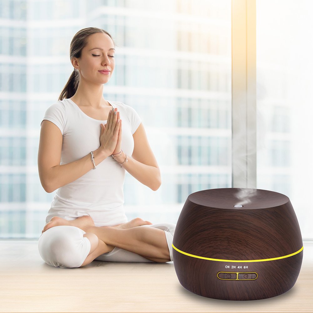 Afloia Humidifier Oil Diffuser Essential Oil Diffuser and Humidifier 300ml Aromatherapy Diffuser Ultrasonic Scented Oil Diffusers Wood Grain Black