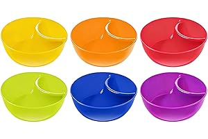 6pcs Chip and Dip Bowl, Snack Tray Platters for Party Food with 2 Compartments, Divided Dish, Cereal Bowl, Snack Bowls for Fr