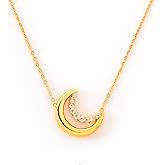 STORYJEWELLERY Moon Necklace, 18K Gold Plated Necklaces for Women, Pendant Necklace, Crescent Moon Jewelry, Gifts for Her