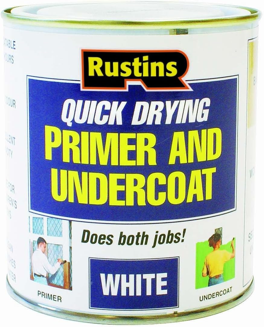 Rustins White Primer/Undercoat 1ltr Smooth Finish Quick Drying Formula