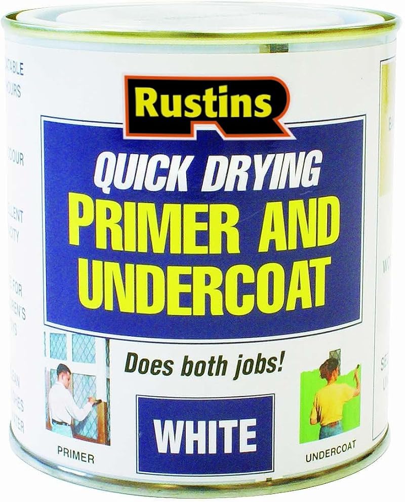 Rustins White Primer/Undercoat 1ltr Smooth Finish Quick Drying Formula
