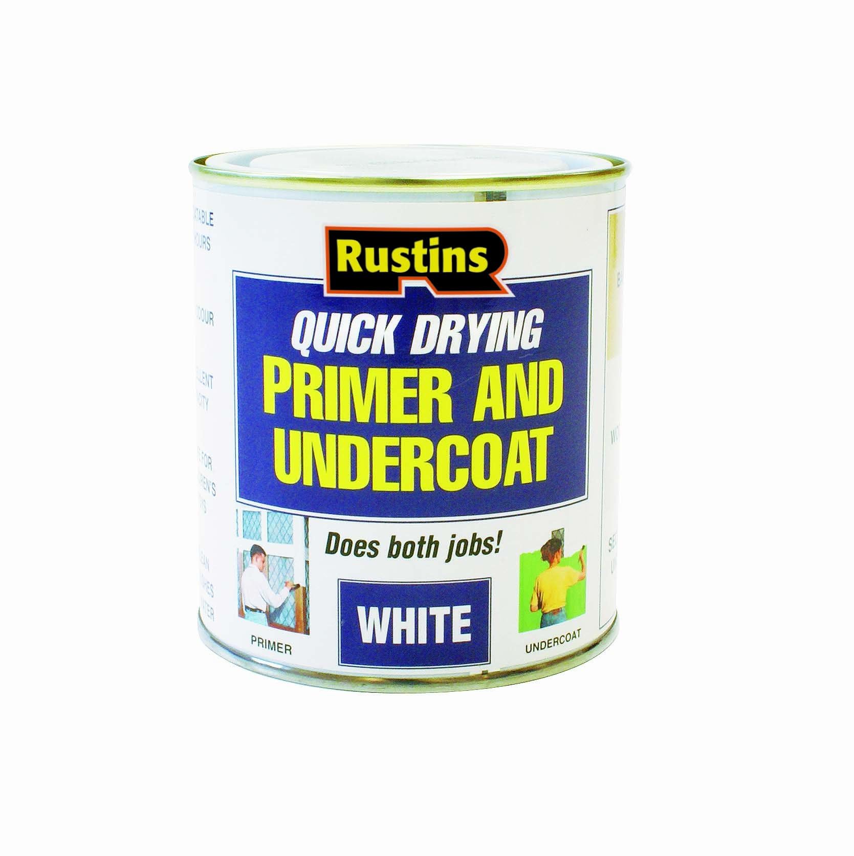 RUSTINS White Primer/Undercoat 1ltr - – Smooth Finish Prep Coat with Quick Drying Formula; Excellent Coverage for Walls, Trim & Wood; Trusted Choice for Home Decorating Projects