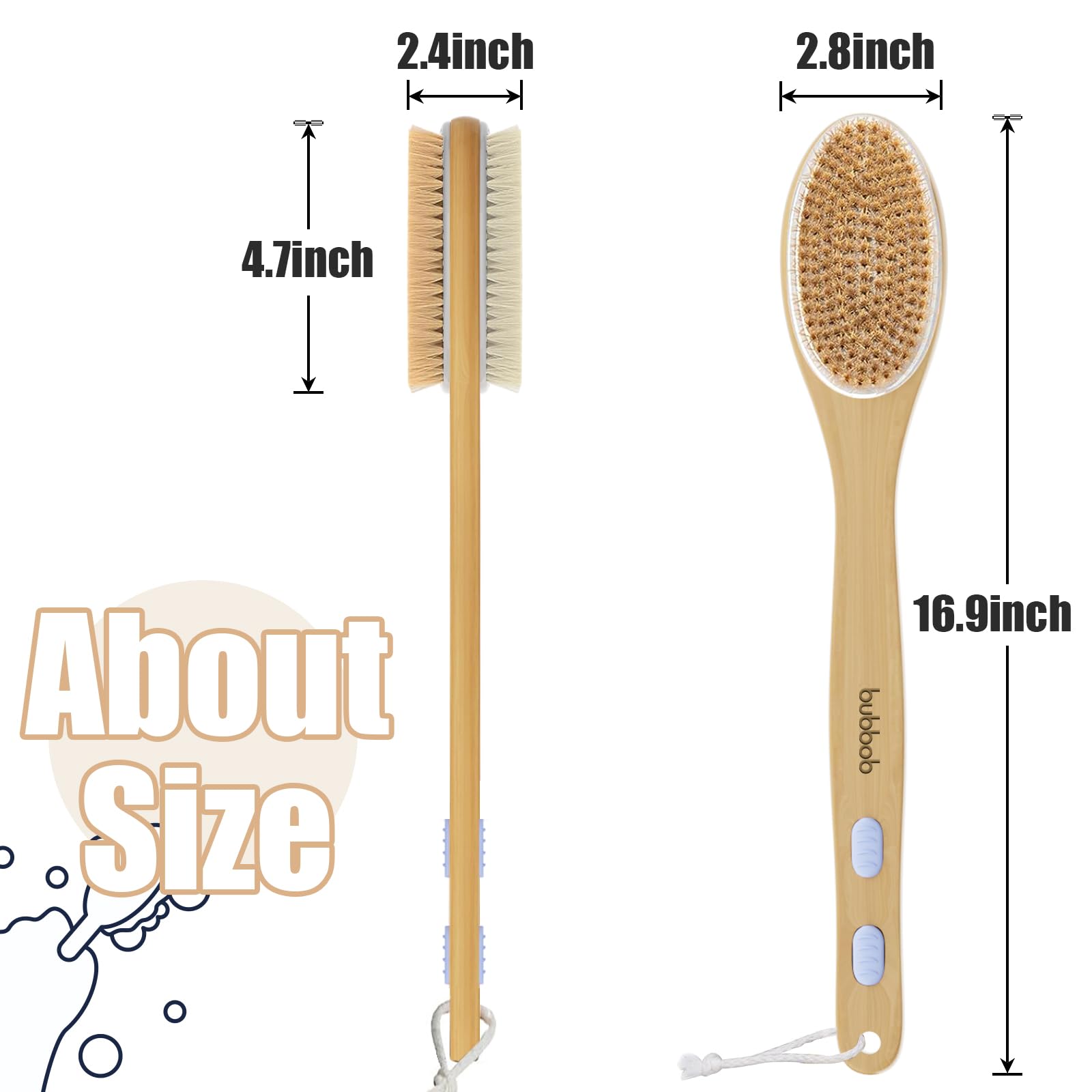 Back Scrubber for Shower,Bath Brush with Long Handle,Bath Brush Body Exfoliator for Wet or Dry Brushing,Men and Women (Blue)