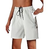 Hmuuo Women's Hiking Cargo Shorts Quick Dry Lightweight Summer Shorts for Women Travel Athletic Golf with Zipper Pockets