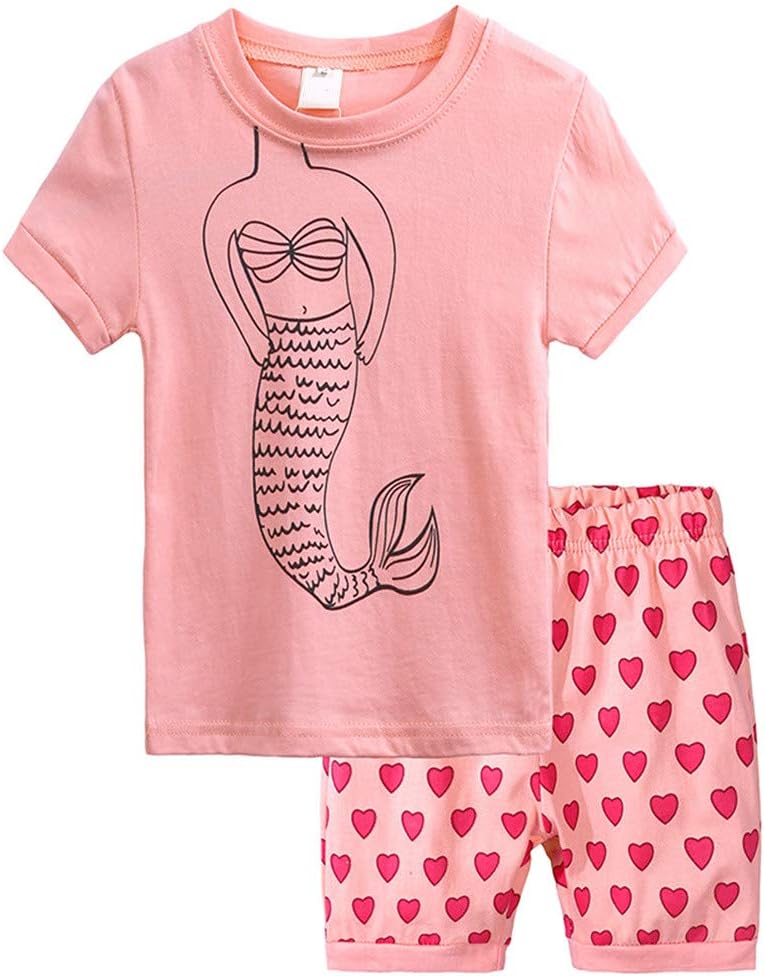 Ensembles De Pyjama Vetements De Nuit Et Peignoirs Fansu Imprime Animal Mignon Rose 2 Pieces Fille Ensembles De Pyjama Ete Bebe Coton Manches Courte Pyjamas Tops Et Short Loisirs Enfant Vetements De