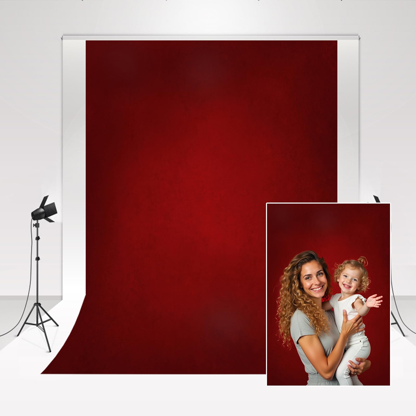 Kate Art Photography Backdrops Black Red gradient 2x3m Vintage Texture Photo Studio Backdrop Collapsible Portrait Backdrop Video Background Colour Soft Baby Photo Booth