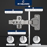 Furniware Pack of 4 Soft Close Hinges 3D Adjustable Nickel Concealed European view 4