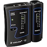 VCELINK Network Cable Tester, Ethernet Wire Test Tool for RJ45 CAT6A, CAT6, CAT5E, CAT5 Cable and RJ11 Phone Cable, Black, 1-