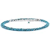 YANARA Natural Choker Necklace For Women Gemstone Full Micro Beads Dainty Jewelry for her, Birthstone, Energy Healing Crystals, Silver Plated Chain 18 inch