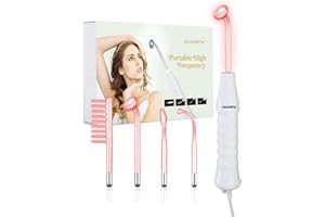 Quiet&Far High Frequency Facial Machine Skin Care Tool for Wrinkles Reducing Skin Tightening High Frequency Facial Wand with 4 Tubes