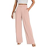 FUNYYZO Women Dress Office Pant High Waist Wide Leg Slacks Business Work Casual Long Belted Trousers 2026