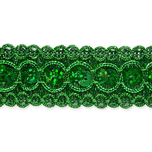 Expo International Trish Sequin Metallic Braid Trim Embellishment, 20-Yard, Green
