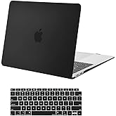 MOSISO Compatible with MacBook Air 13 inch Case 2022 2021 2020 2019 2018 Release A2337 M1 A2179 A1932 Touch ID, Plastic Hard Shell Cover&Keyboard Cover for MacBook Air 13.3 inch Case, Black