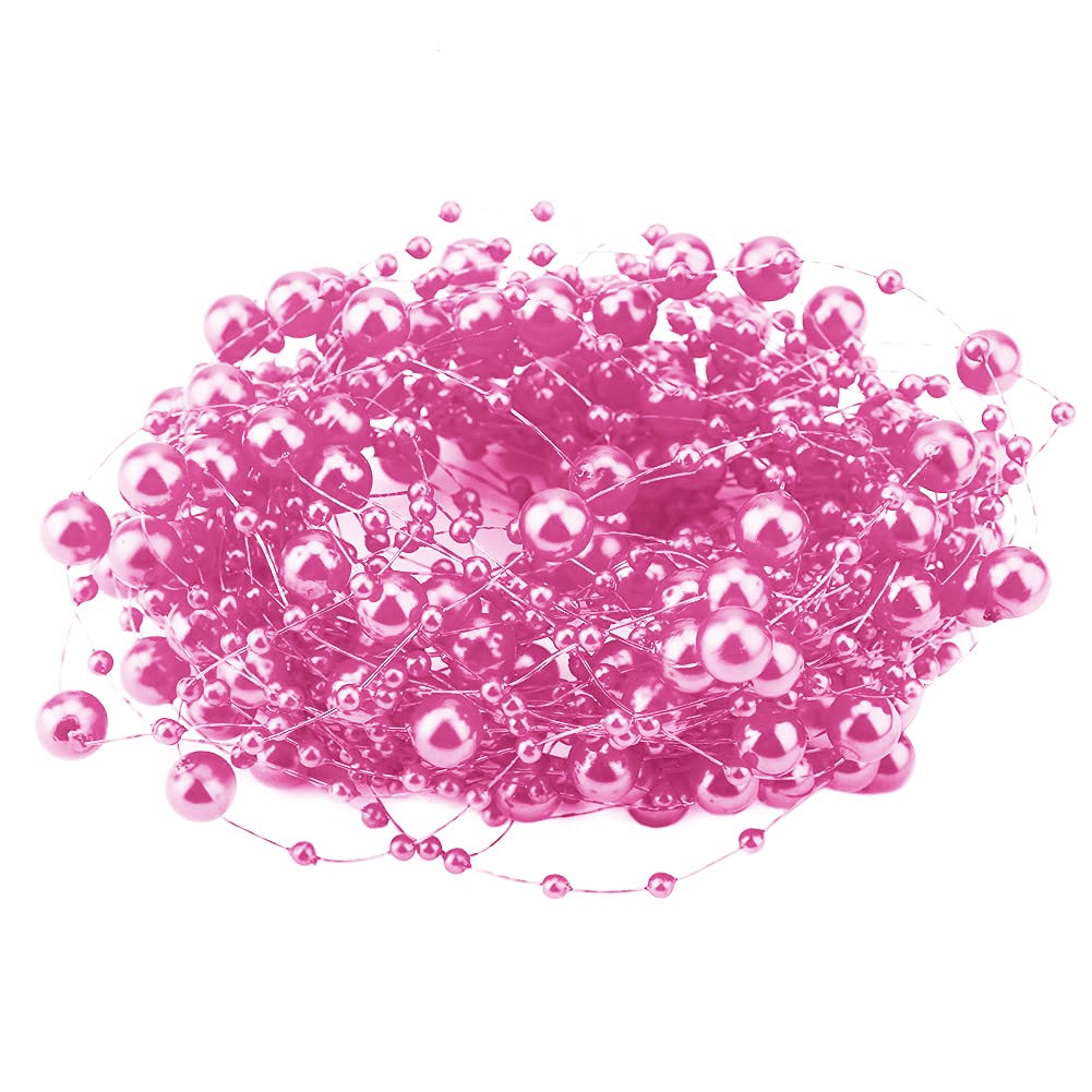 Artificial Pearls Beads Chain, 10M/32.8Ft Garland String Beads String Beads Chain Garland Chain Plastic Bead for DIY Christmas Wedding Decoration (Rose)