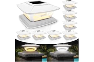JVK Goods Post Cap Lights Outdoor 8 Pack, Fits 4x4, 5x5, 6x6 Square Post & Fence Deck Patio Garden Pathway, Rechargeable Solar Powered Warm-of-White, Work All Night, Waterproof, Wight Color