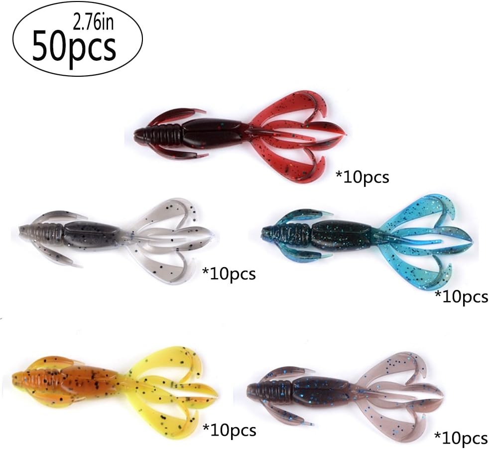 East Rain 2.76'/3.54' Crayfish Twintail Swimbaits 0.11/0.22oz.Crawfish Soft Baits for Flipping and Pitching Bass Perch Panfish Walleye Saltwater Freshwater