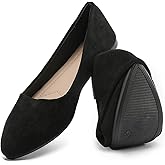 HEAWISH Women’s Black Flats Shoes Comfortable Suede Pointed Toe Slip On Casual Ballet Flats Dress Shoes Nude Flats