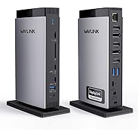 WAVLINK DisplayLink Docking Station 3 Monitors With 130WPD Power Adapter, USB C Laptop Dock for M1/M2/M3/M4/Mac and Windows, 