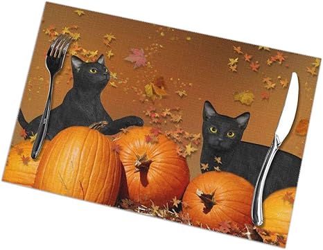 Calabaza de Halloween Gato negro Hoja de arce temática 6 piezas Juego
