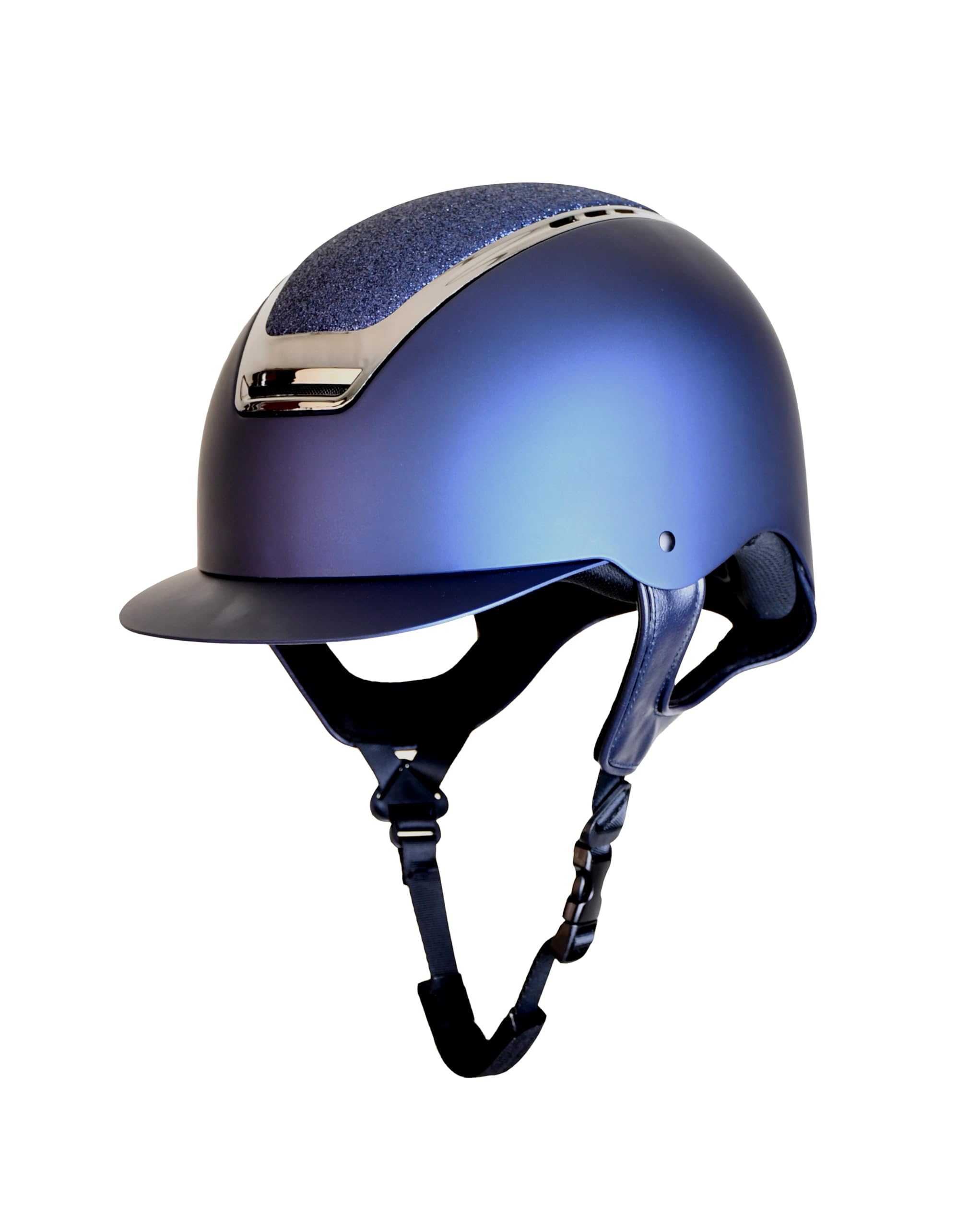 Rhinegold Pro Carbon HORSE RIDING HAT with Removable Lining, Kids and Adult Horse Riding Helmets, 57cm, Navy/Glitter