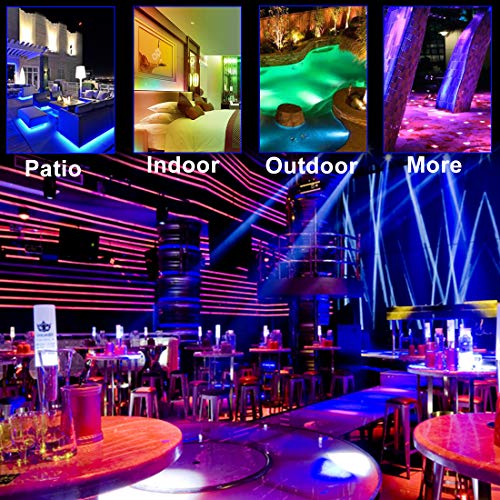 LED Strip Lights with Remote - 32.8 ft Waterproof LEDs Strip Light with Color Changing Music Sync,9 Keys 25 Modes RF Controller,300 Leds Flexible SMD 5050 RGB,Fixing Silicon Clips,12V 5A- UL Standard
