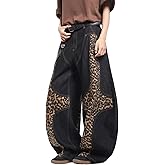 DFGIGT Baggy Barrel Jeans for Men Wide Leg Loose Fit Jeans Y2K Hip Hop Streetwear Denim Pants