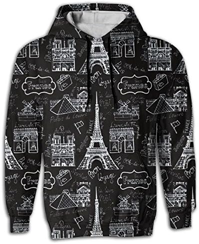 JeVesg Eiffel Tower France Men's Hoodie Sweatshirt Pullover