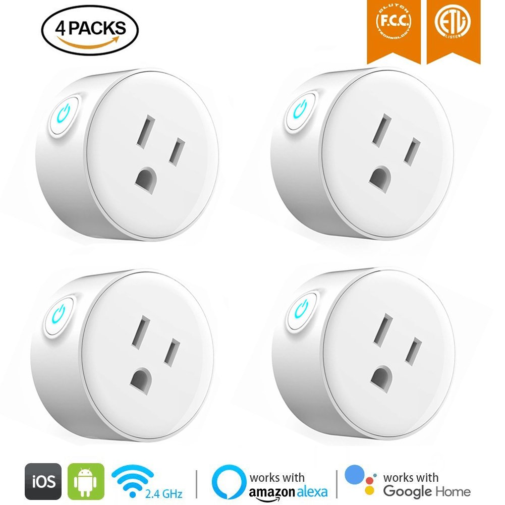 WiFi Smart Plug Mini Smart Outlet Socket Wireless Switch Works with Amazon Alexa Google Home, Remote Control Your Device from Anywhere, No Hub Required, Timing Function
