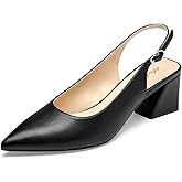 GENSHUO Women's Slingback Closed Toe Block Chunky Low Heel Pumps - 2.36 Inches Office Wedding Party Dress Shoes