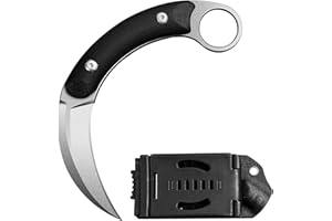 LFHC 7.5 Inch Sharp Small Fixed Blade Knife with Kydex Sheath - Stonewashed D2 Steel Blade and G10 Handle